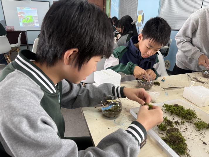 学生手工制作微景观场景